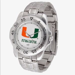 White Miami hurricanes sport steel watch